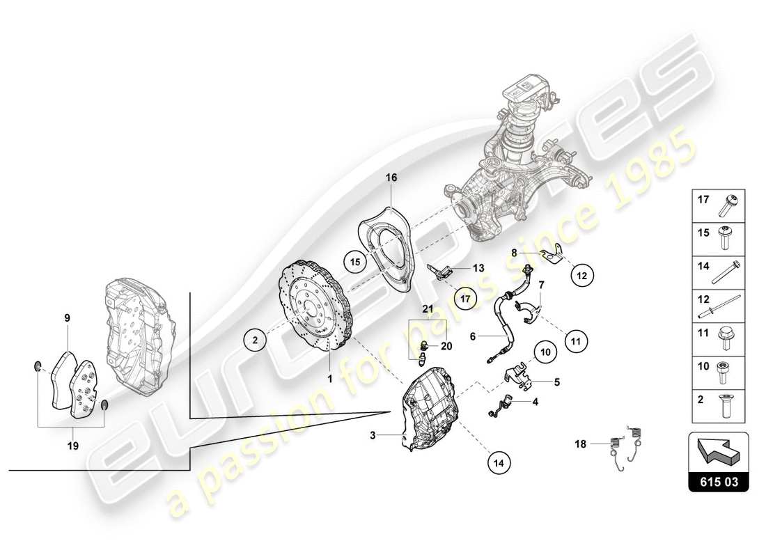 lamborghini lp580-2 spyder (2017) bremsscheibe (belüftet) vorne ersatzteildiagramm