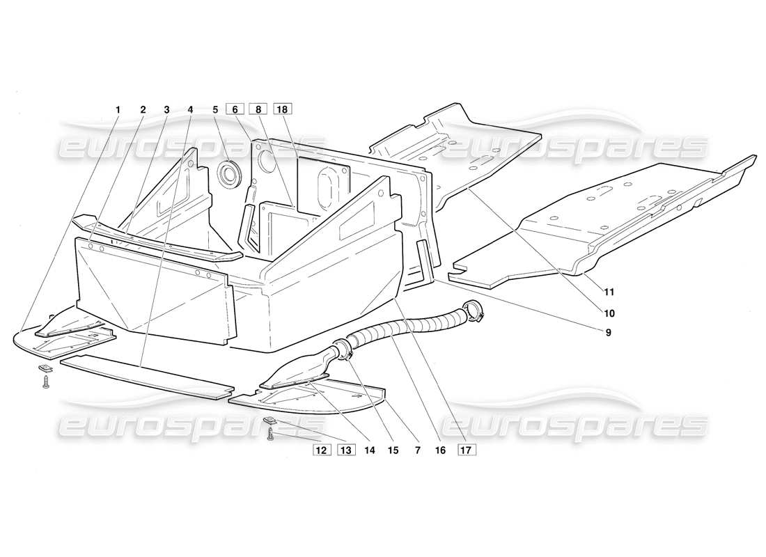 lamborghini diablo (1991) rahmenbodenplatten (gültig für version juni 1992) teilediagramm