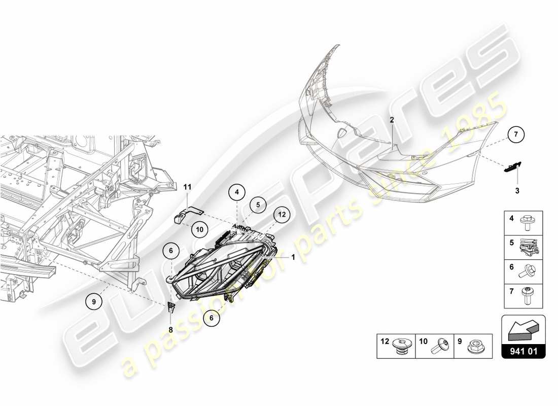 lamborghini lp610-4 spyder (2018) led-scheinwerfer vorne teilediagramm