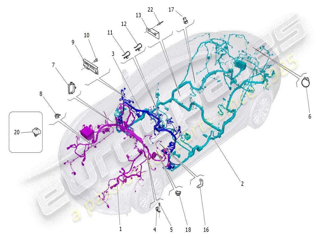 maserati ghibli (2021) hauptverkabelung teilediagramm