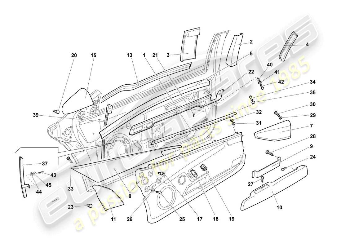 lamborghini murcielago roadster (2006) window guide teilediagramm