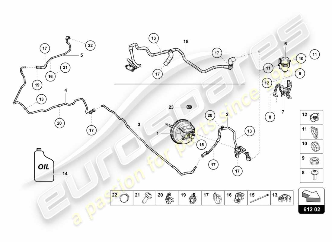 lamborghini 2017 (lp580-2 coupe) hydraulisches system für bremsservo teilediagramm