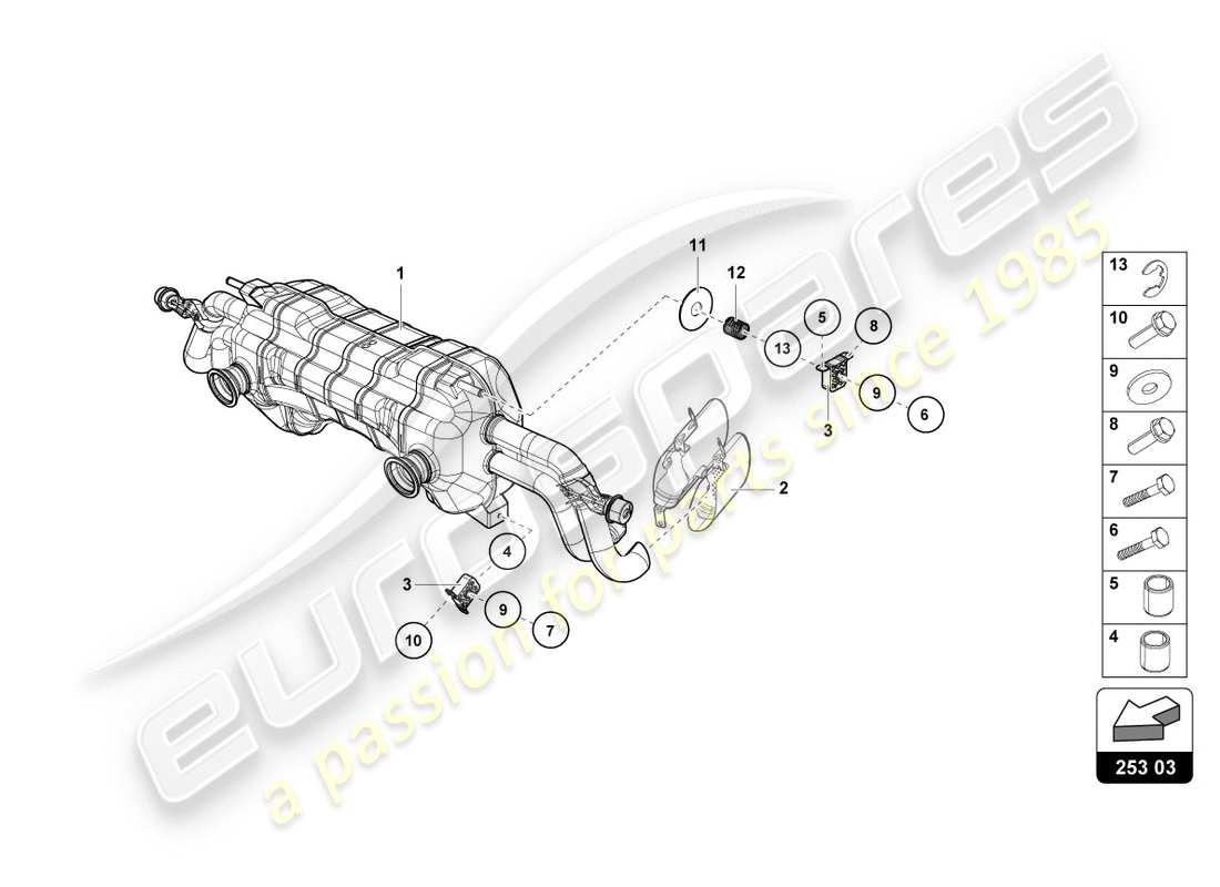 lamborghini lp610-4 avio (2016) hinterer schalldämpfer ersatzteildiagramm