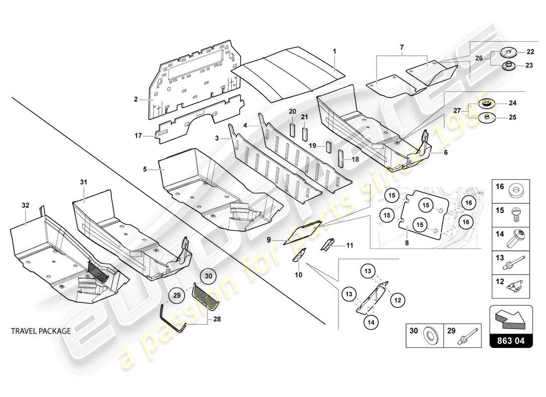 lamborghini lp740-4 s coupe (2018) innendekor teilediagramm