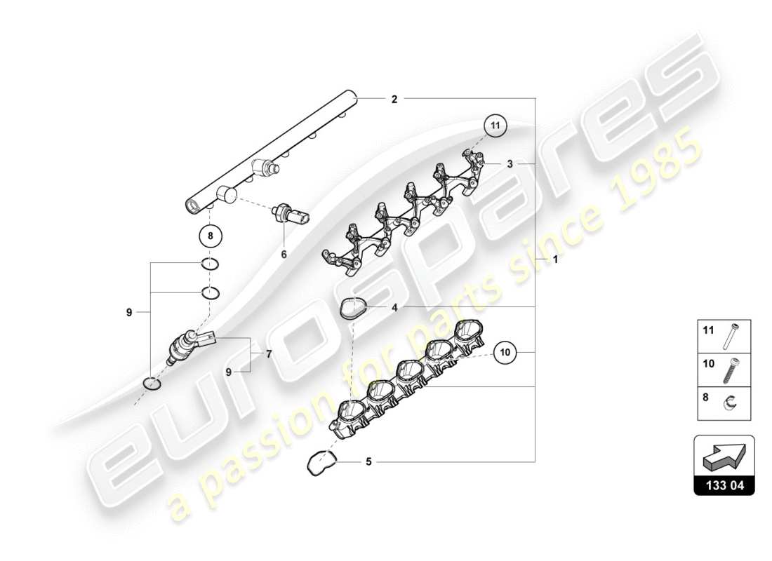 lamborghini 2016 (lp580-2 spyder) einspritzventil teilediagramm