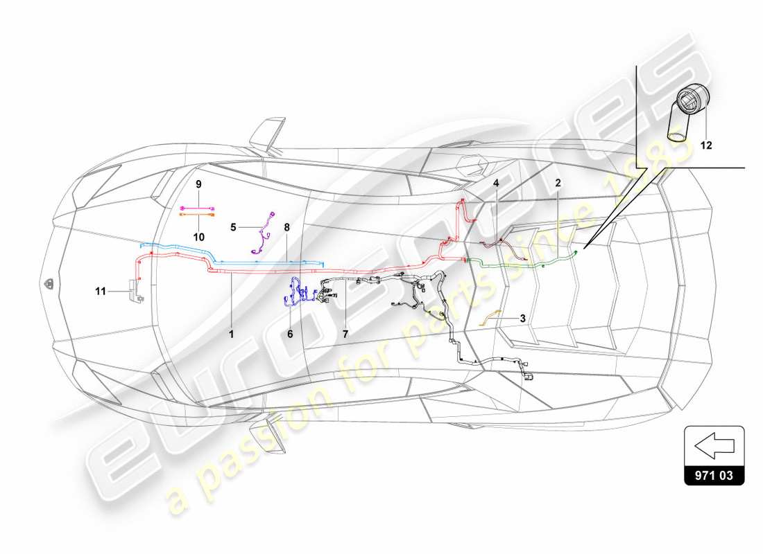 lamborghini lp700-4 coupe (2012) teilediagramm des elektrischen systems