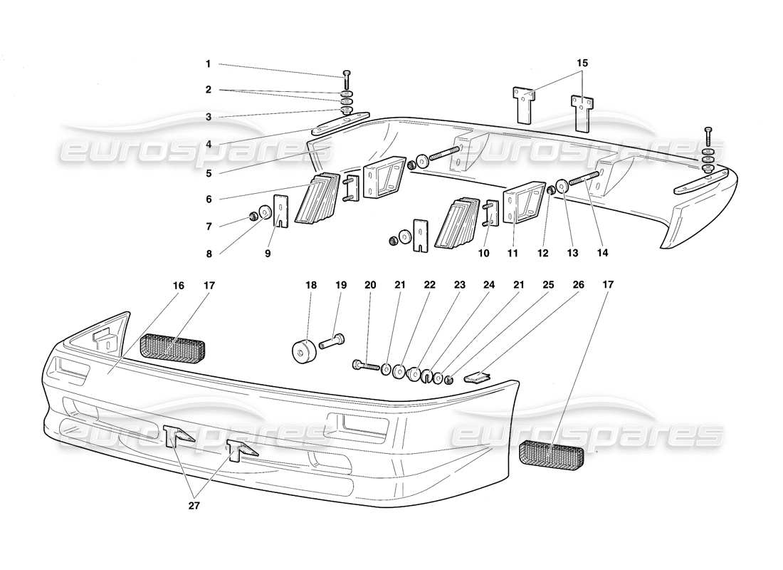 lamborghini diablo sv (1997) stoßstangen-teilediagramm
