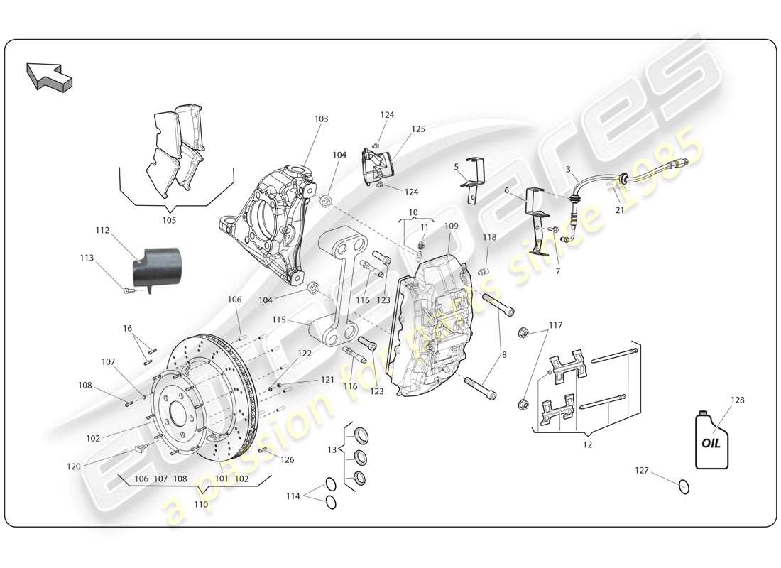 lamborghini super trofeo (2009-2014) vordere bremsscheibe ersatzteildiagramm
