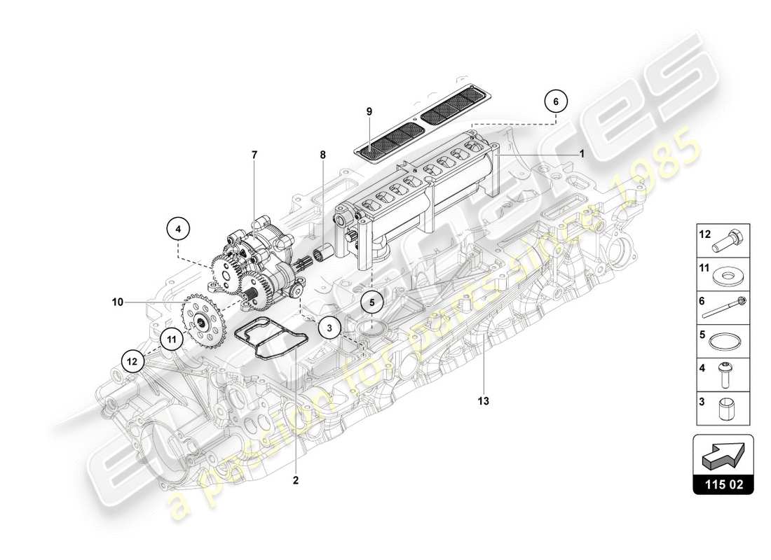 lamborghini centenario roadster (2017) ölpumpe ersatzteildiagramm