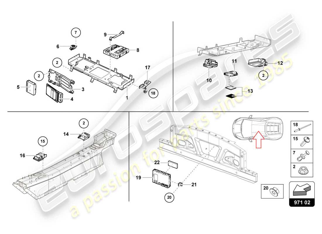 lamborghini lp610-4 coupe (2017) steuergerät teilediagramm