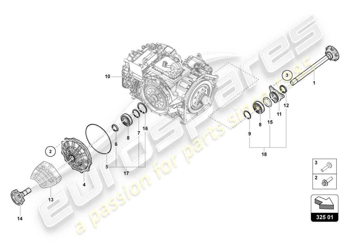 lamborghini 2018 (lp610-4 spyder) flanschwelle mit lager ersatzteildiagramm