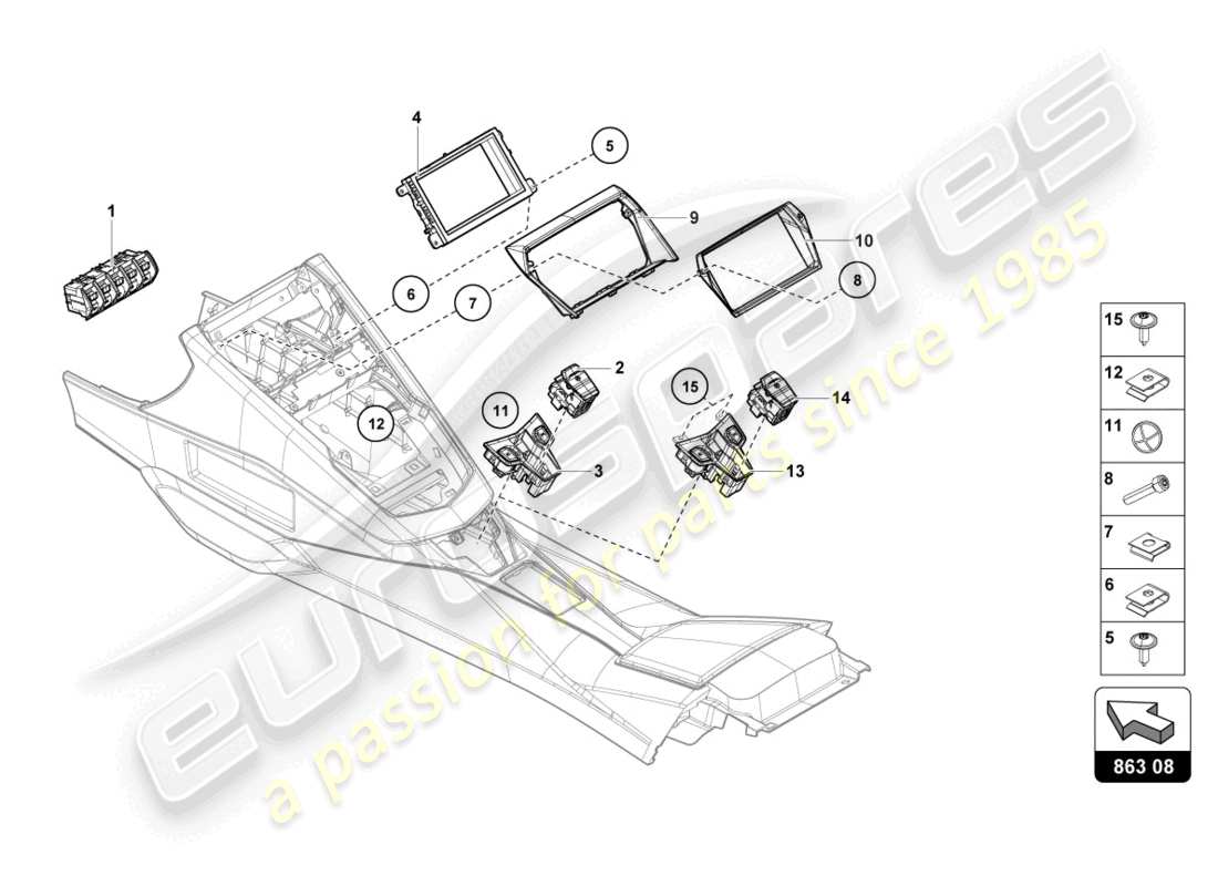 lamborghini 2017 (lp740-4 s coupe) schaltereinheit ersatzteildiagramm