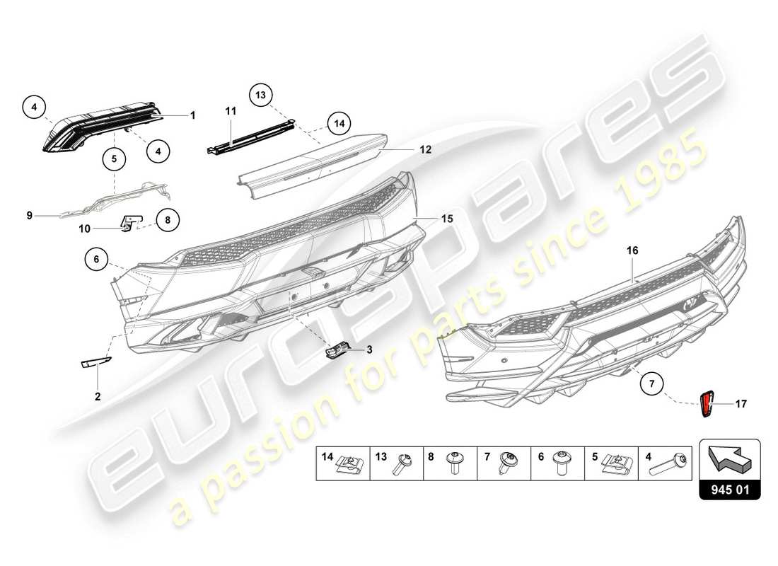 lamborghini 2015 (lp610-4 coupe) rücklicht ersatzteildiagramm
