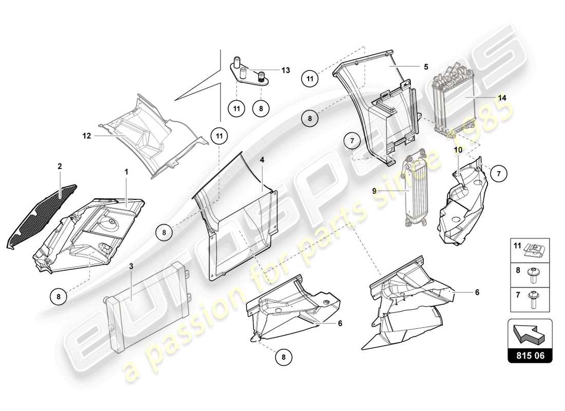 lamborghini 2019 (lp740-4 s coupe) luftkanal-pappe ersatzteildiagramm
