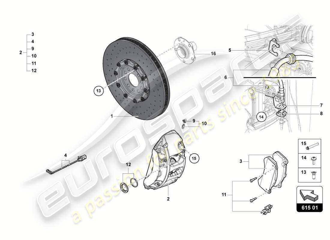 lamborghini 2012 (lp700-4 coupe)) bremsscheibe vorne ersatzteildiagramm