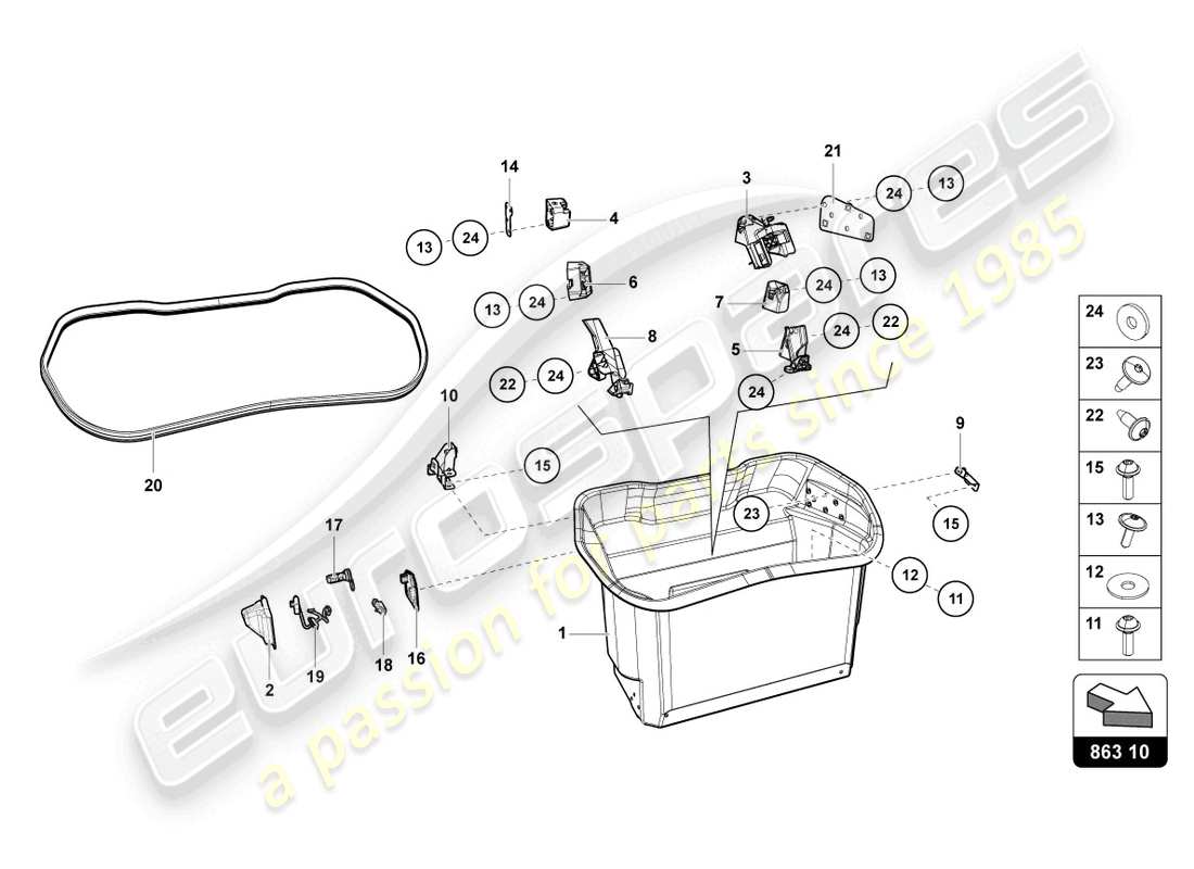 lamborghini 2020 (lp770-4 svj roadster) gepäckraum-bodenbelag ersatzteildiagramm