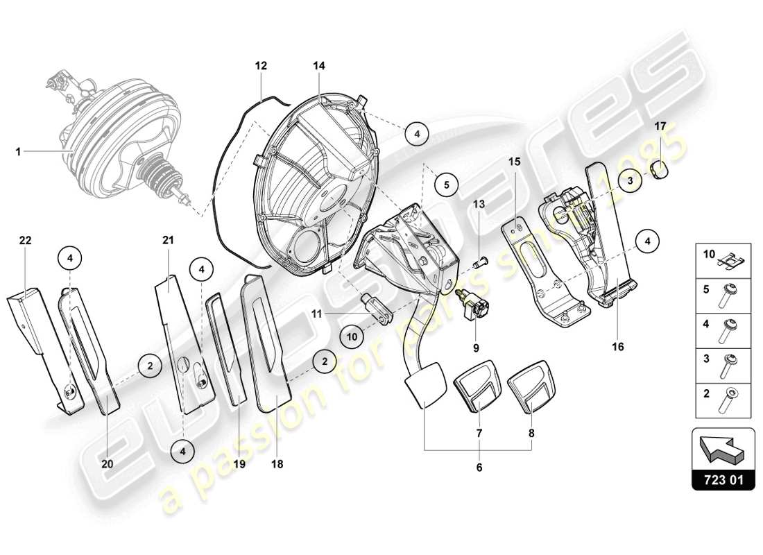 lamborghini 2014 (lp720-4 coupe 50) brems- und beschleunigungshebelmech. teilediagramm