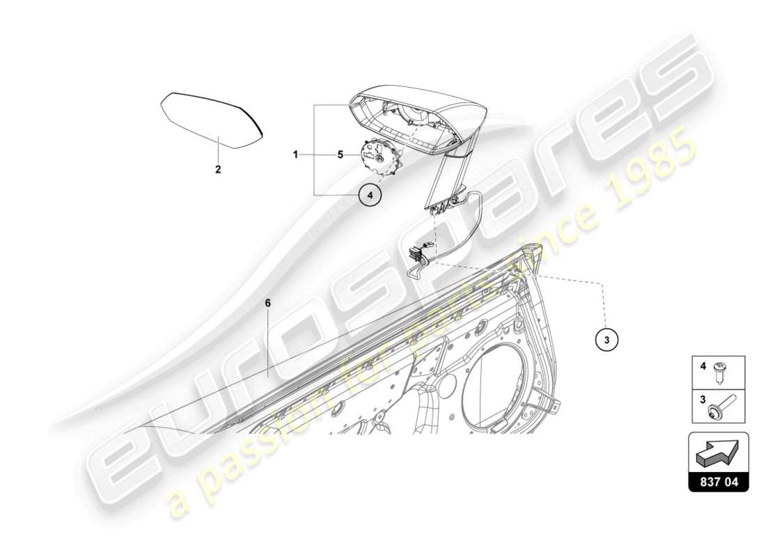lamborghini lp740-4 s coupe (2019) aussenspiegel ersatzteildiagramm