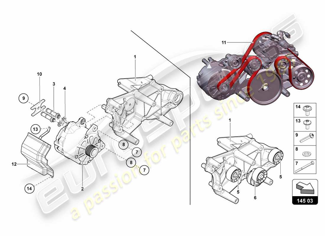 lamborghini 2012 (lp700-4 coupe)) lichtmaschine und einzelteile teilediagramm