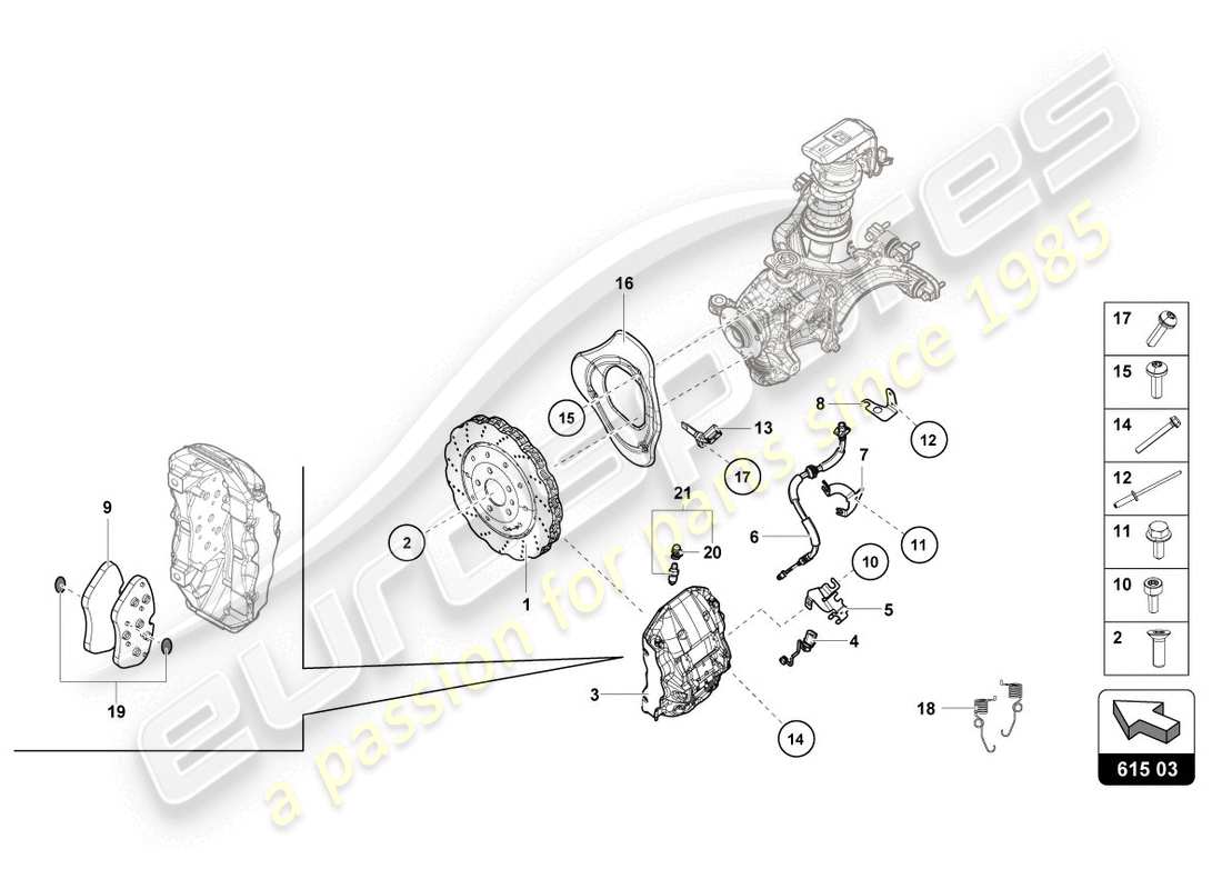 lamborghini evo coupe 2wd (2020) bremsscheibe (belüftet) ersatzteildiagramm