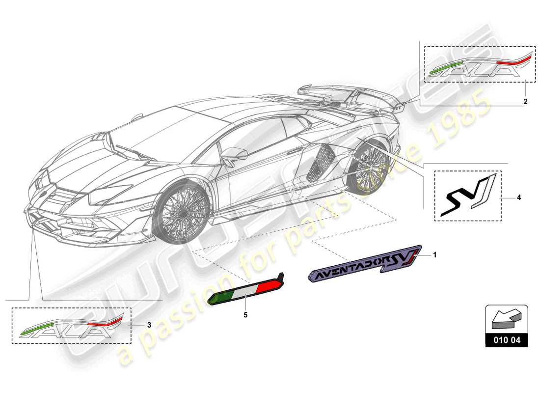 lamborghini lp770-4 svj roadster (2020) klebepad-set - ersatzteildiagramm