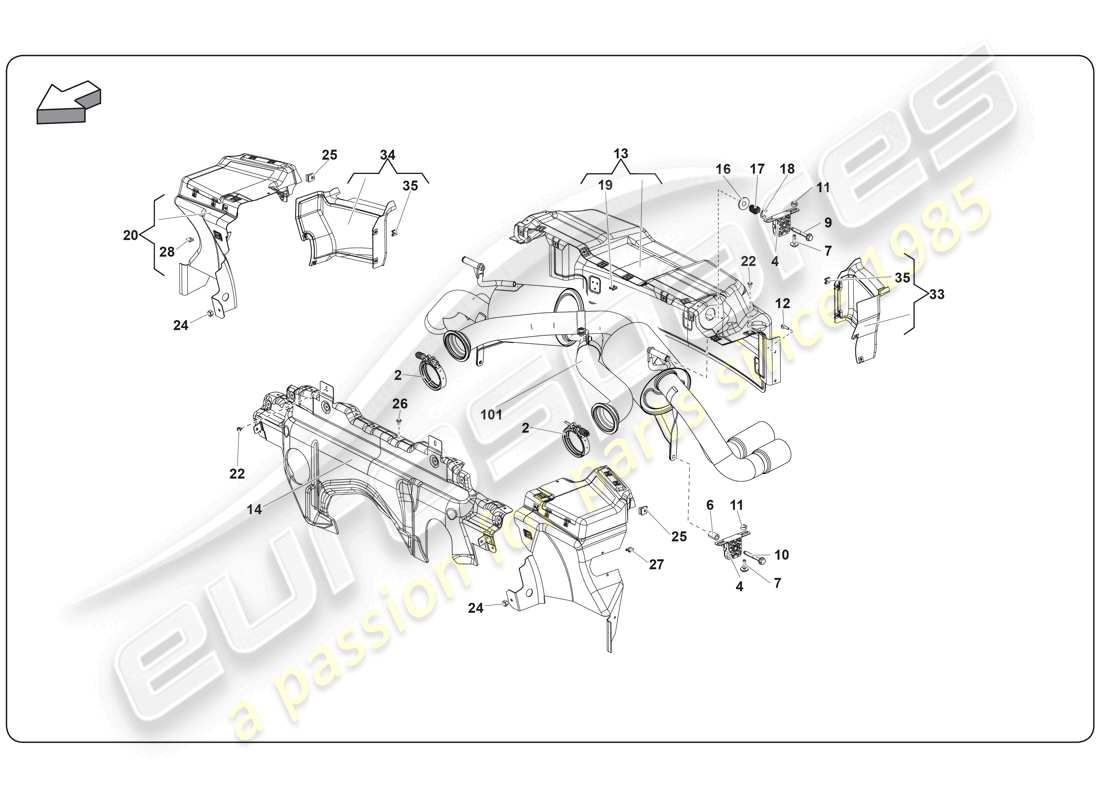 lamborghini super trofeo (2009-2014) schalldämpfer-ersatzteildiagramm