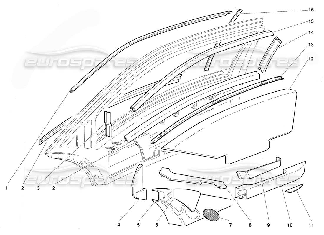 lamborghini diablo (1991) doors-ersatzteildiagramm