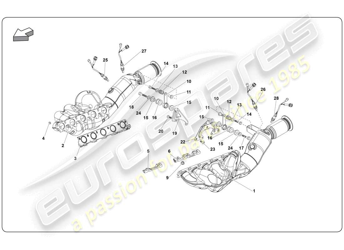 lamborghini super trofeo (2009-2014) schalldämpfer-ersatzteildiagramm
