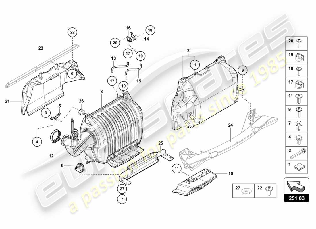 lamborghini 2012 (lp700-4 coupe)) schalldämpfer mit katalysator ersatzteildiagramm