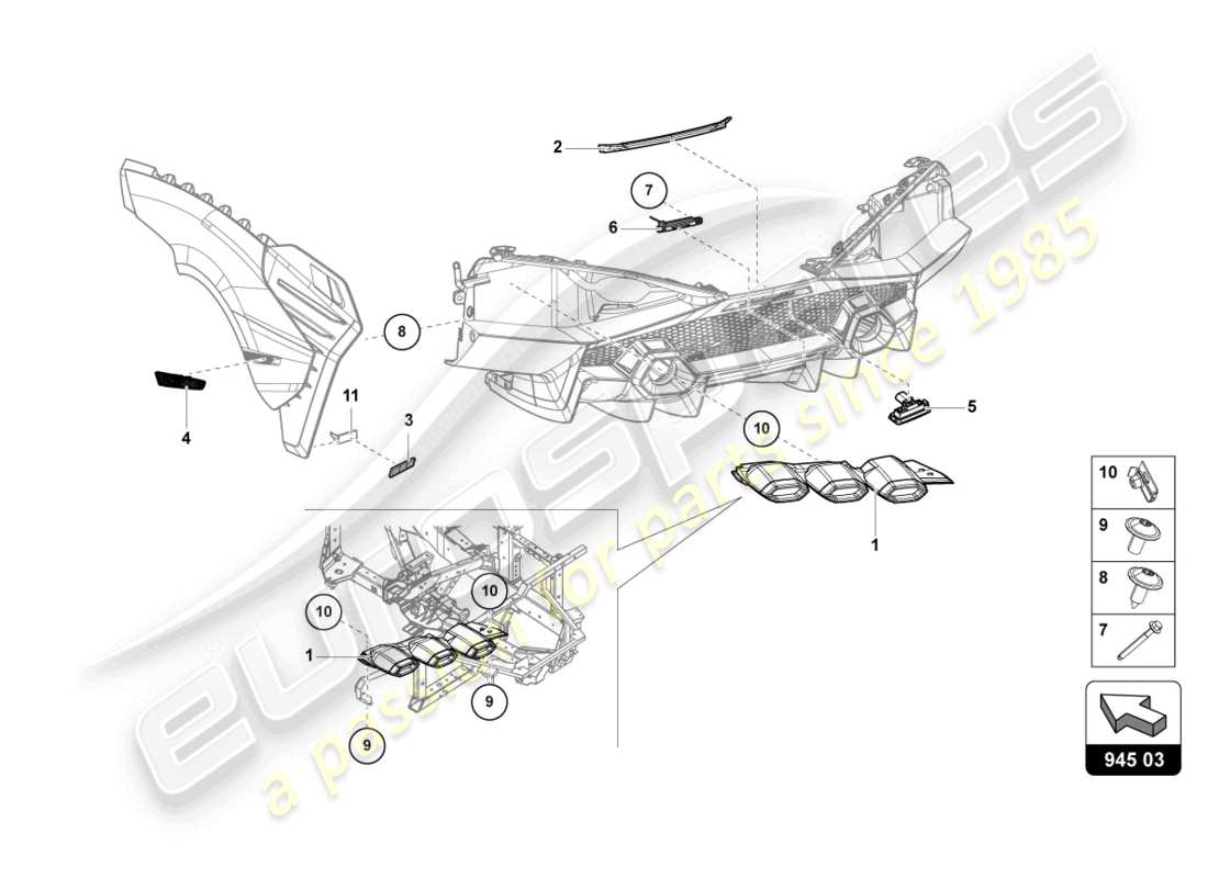 lamborghini sian (2020) rücklicht hinten ersatzteildiagramm