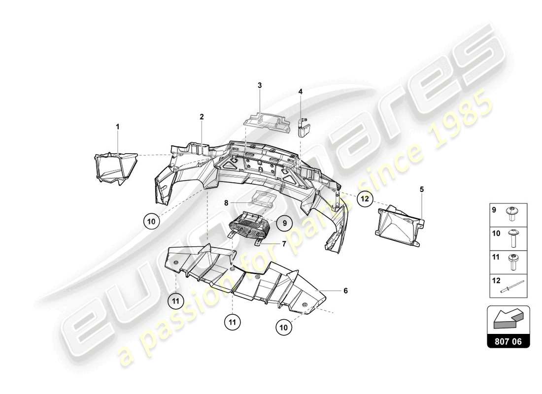 lamborghini 2014 (lp720-4 roadster 50) stoßstange, komplett ersatzteildiagramm