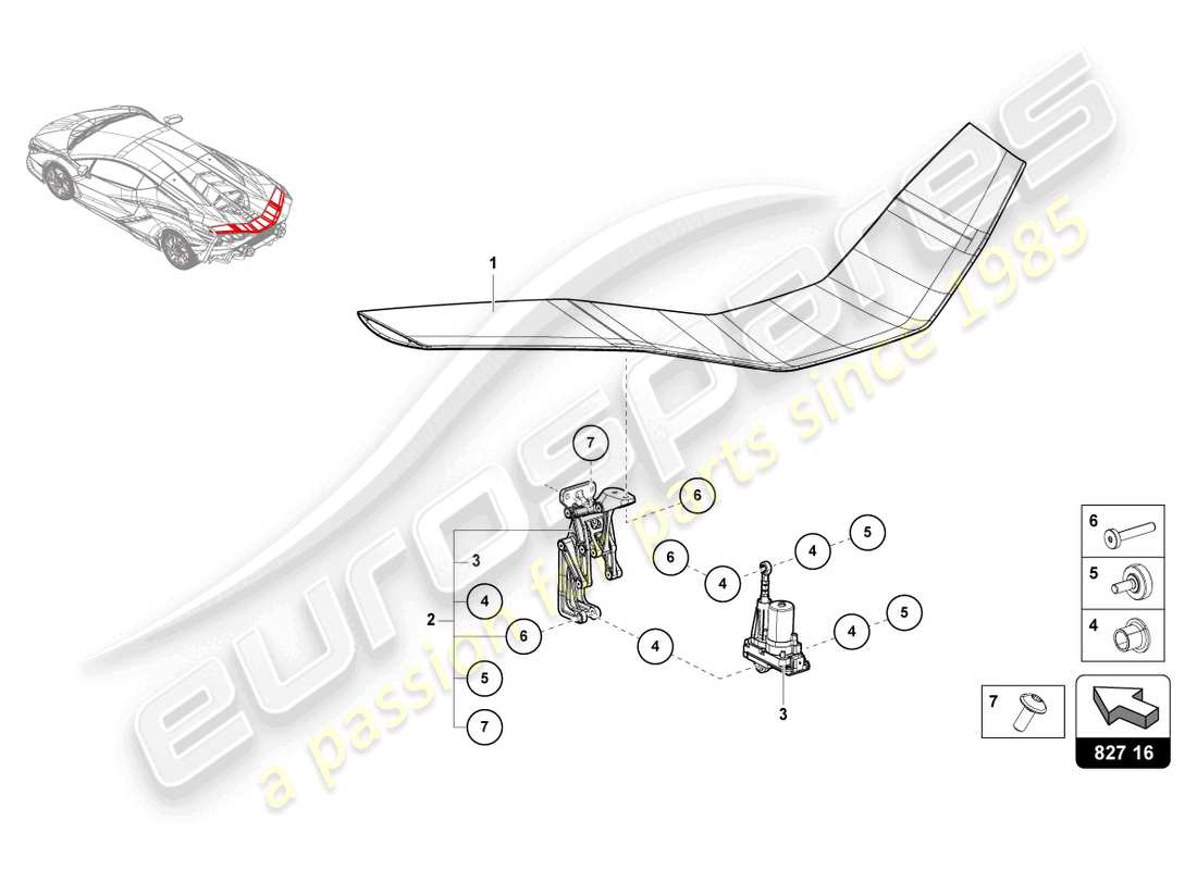 lamborghini sian (2021) heckspoiler teilediagramm