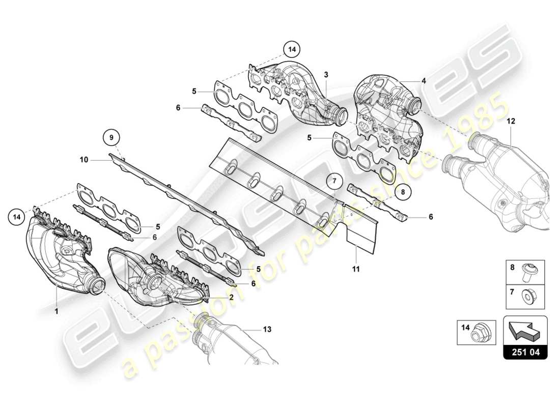 lamborghini 2019 (lp770-4 svj coupe) auspuffanlage teilediagramm
