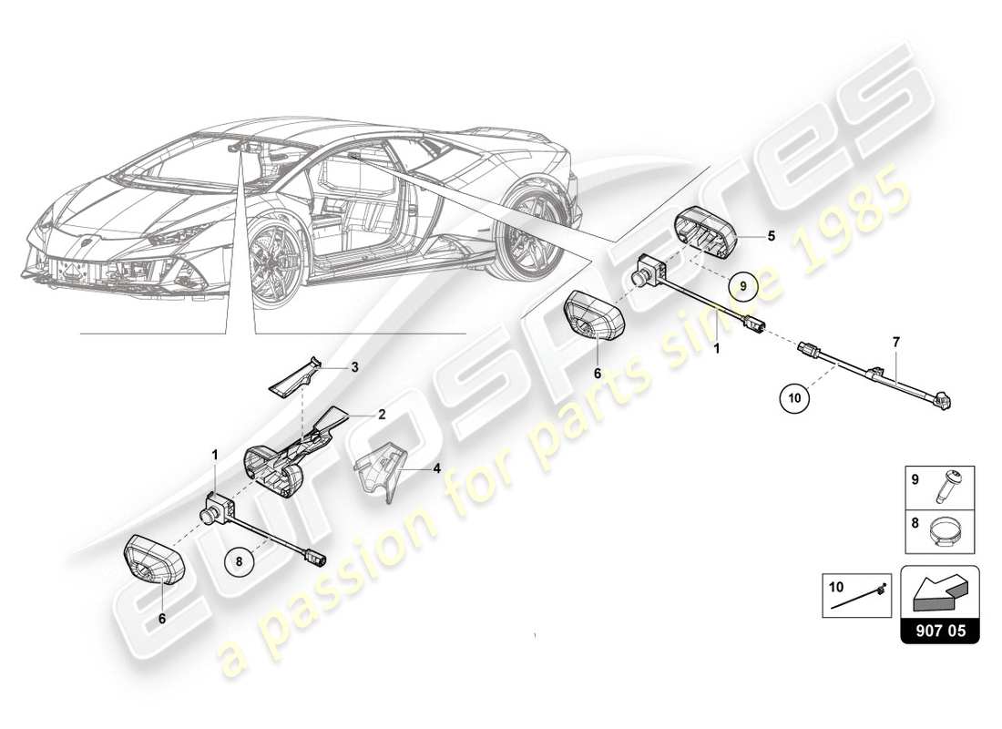 lamborghini 2020 (evo spyder 2wd) elektrische teile für videoaufzeichnungs- und telemetriesysteme teilediagramm
