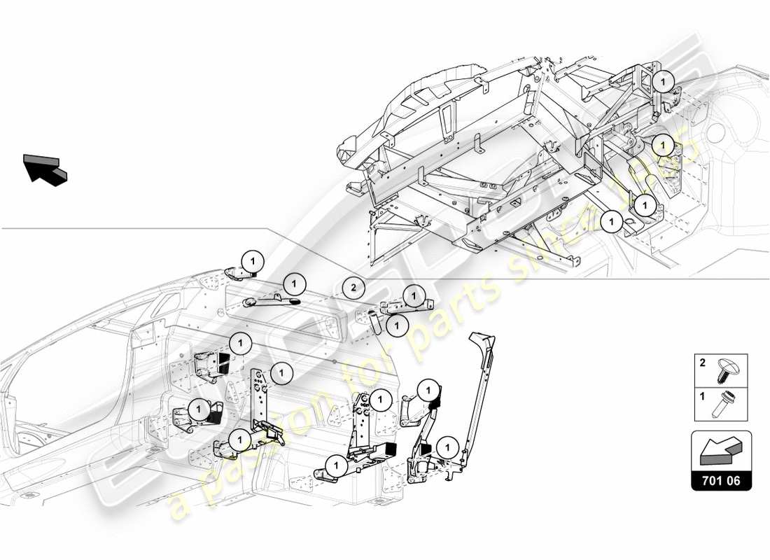 lamborghini centenario coupe (2017) befestigungselemente ersatzteildiagramm