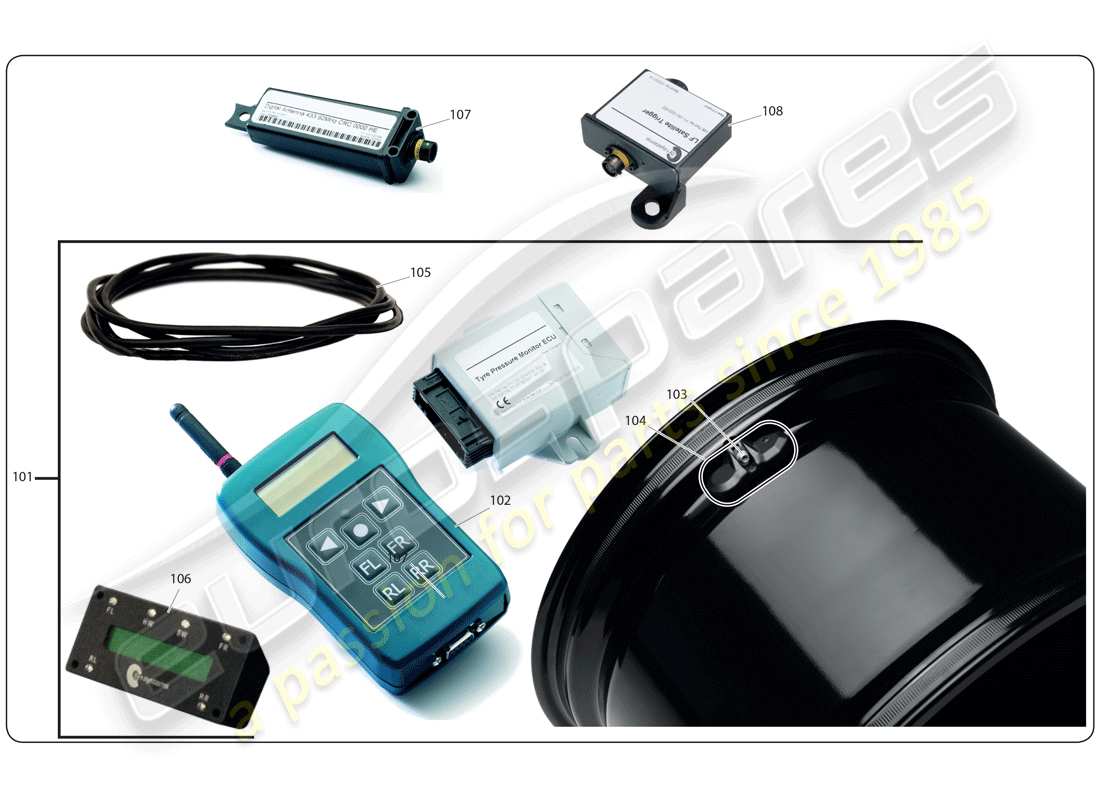 lamborghini super trofeo (2009-2014) tpms kit teilediagramm