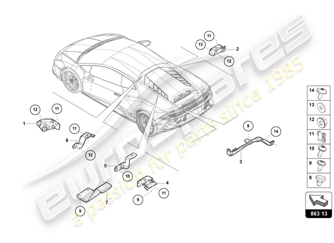 lamborghini evo coupe 2wd (2020) befestigung von motorteilen teilediagramm