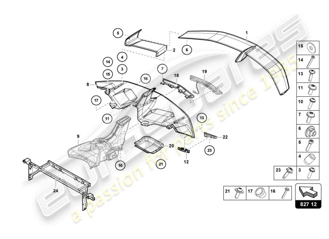lamborghini 2021 (lp770-4 svj roadster) heckspoiler teilediagramm