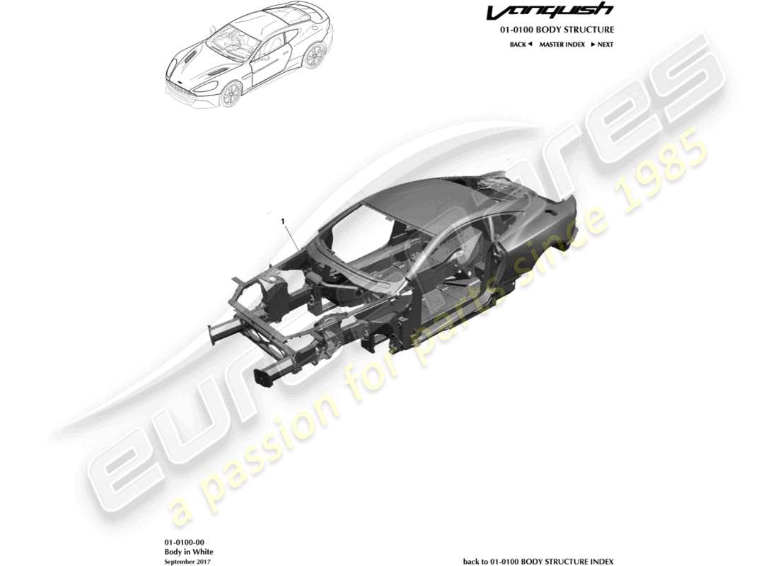 aston martin vanquish (2018) körper in weiß teilediagramm