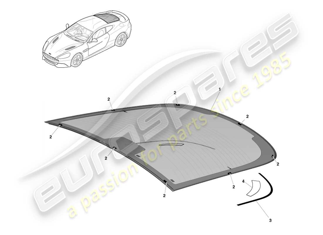 aston martin vanquish (2014) teilediagramm der heckscheibe