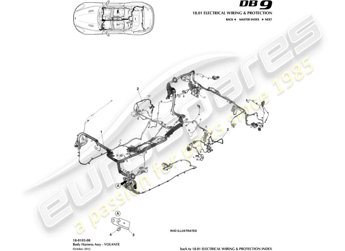 ein teilediagramm aus dem teilekatalog aston martin db9 (2013)