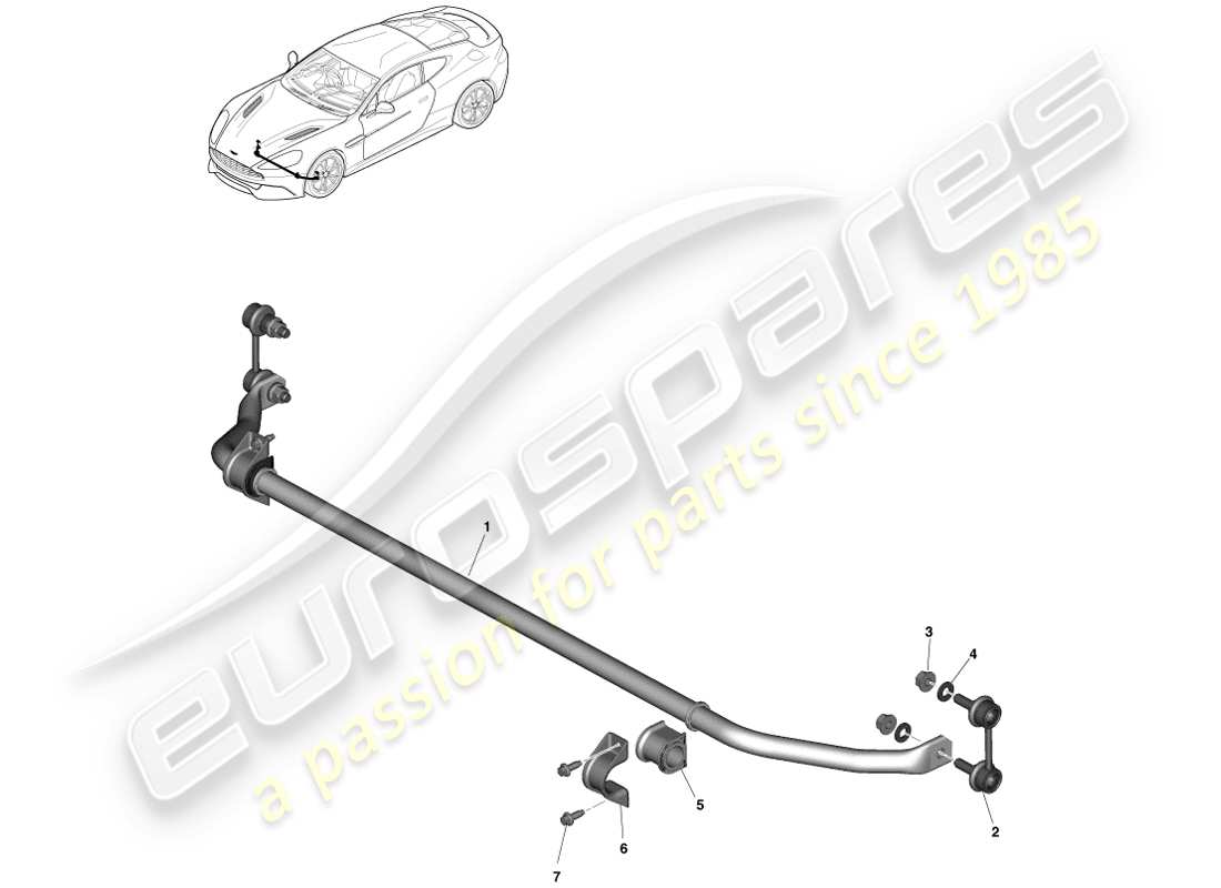 aston martin vanquish (2014) teilediagramm für vorderen stabilisator