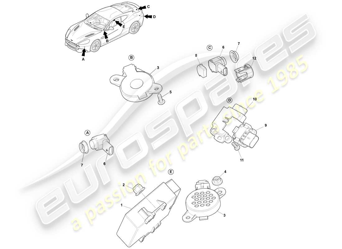 aston martin vanquish (2014) parking aid ersatzteildiagramm