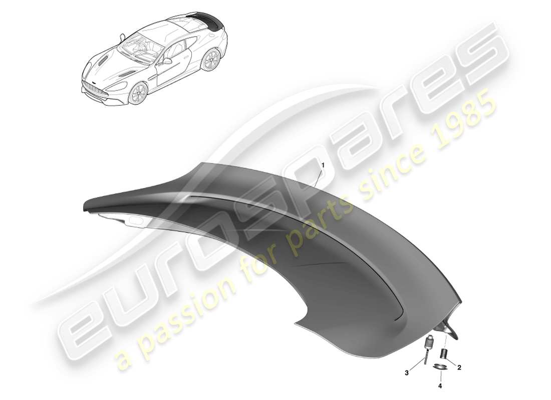 aston martin vanquish (2014) heckklappenbaugruppe, coupé-teilediagramm