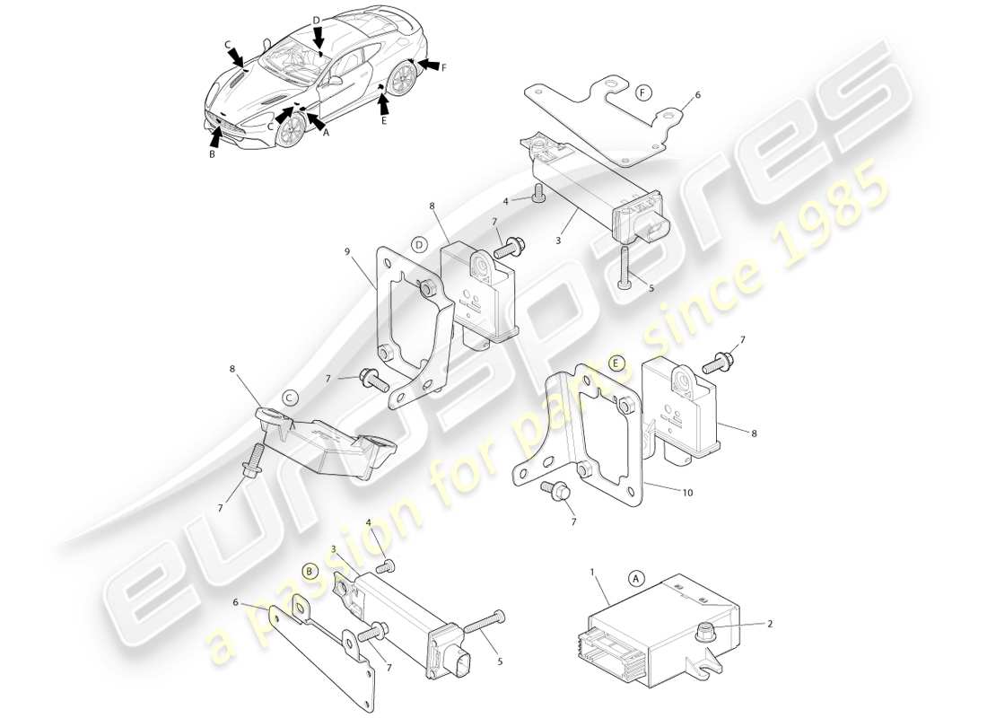 aston martin vanquish (2013) teilediagramm des reifendruckmoduls