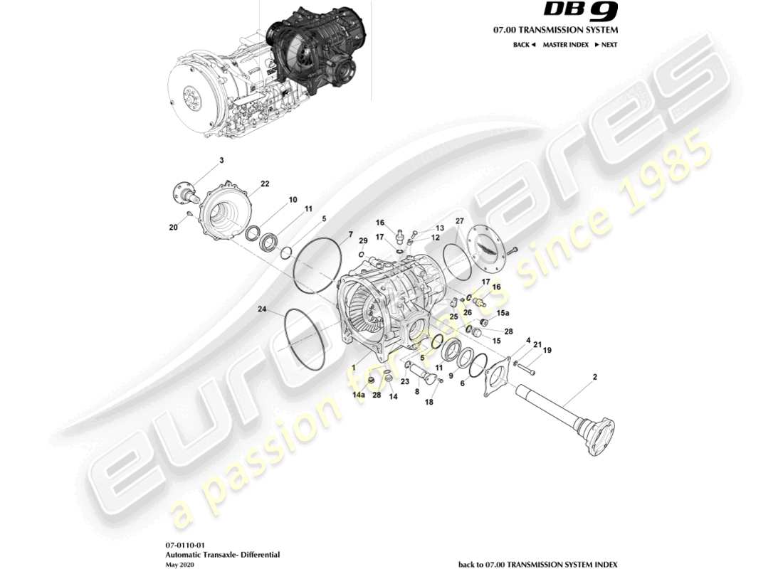 eine Teilezeichnung aus dem Aston Martin DB9 (2013) Teilekatalog