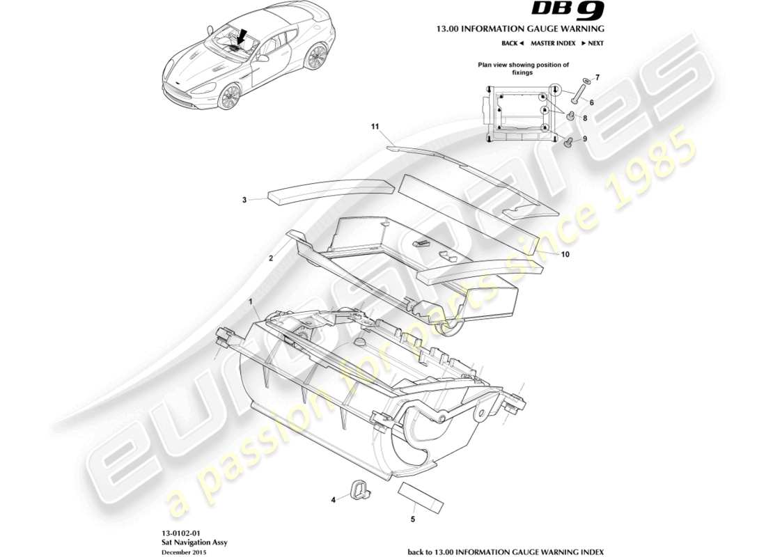 eine Teilezeichnung aus dem Aston Martin DB9 (2013) Teilekatalog
