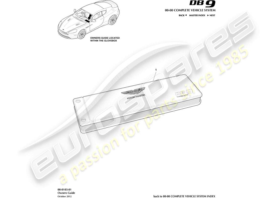aston martin db9 (2015) teilediagramm für das benutzerhandbuch