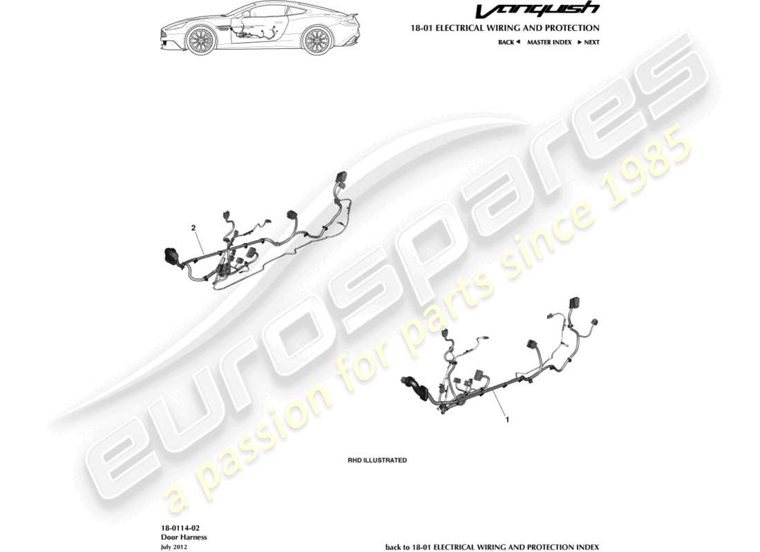aston martin vanquish (2018) türgeschirr teilediagramm
