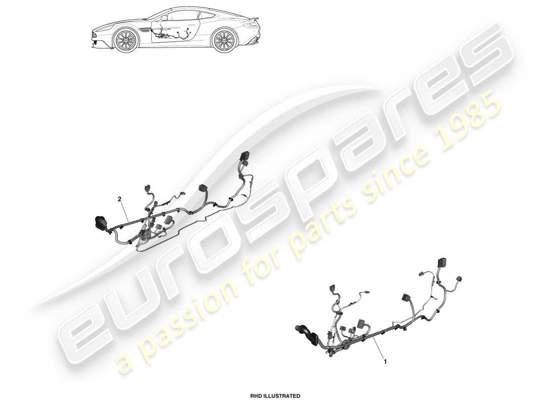 aston martin vanquish (2013) teilediagramm für türkabelbaum
